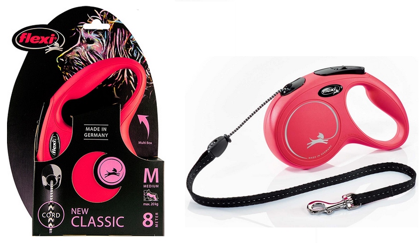 Levně Vodítko M Červené Flexi Pro Psa Lanko 8M Do 20KG