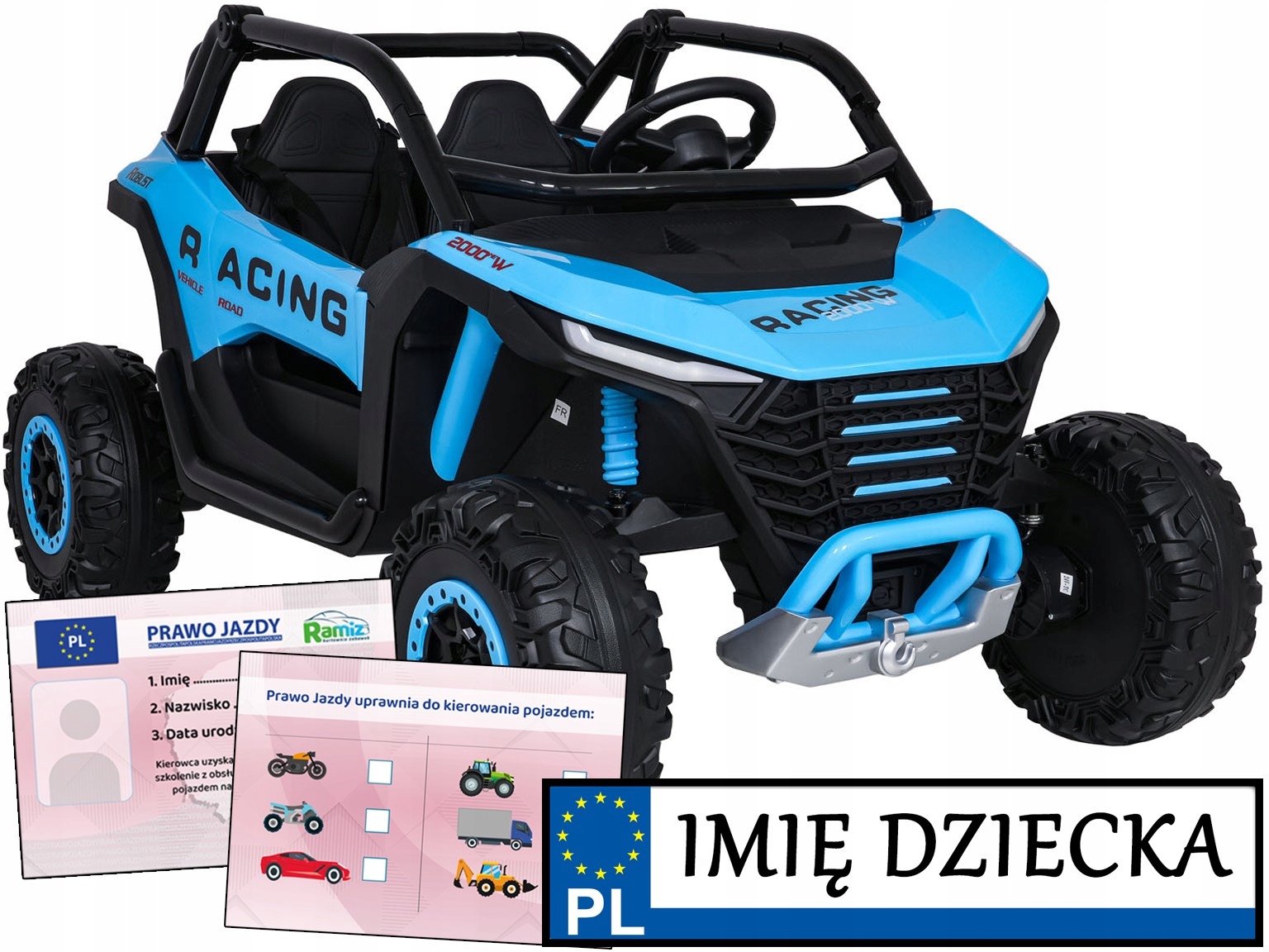 mocne Auto Dla Dzieci na akumulator Racing Road 2000 zmienny napęd 4x4