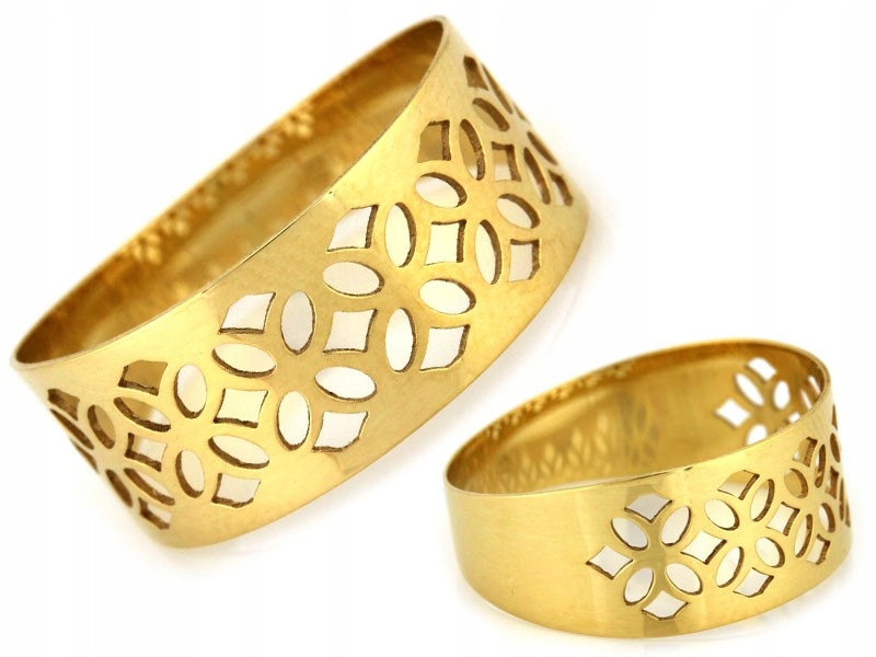 Ažurový zlatý prsten 585 prstýnek 16r bez kamenů široký 1,4g módní