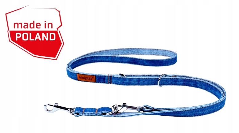 Vodítko 6v1 Denim 1-2 m Modrá M Amiplay