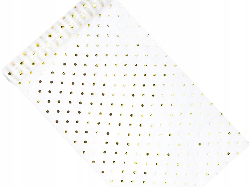 

Organza dekoracyjna biała 9m nadruk złote kropeczi