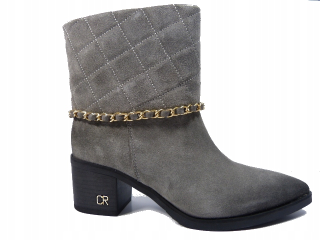 šedé prošívané kotníkové boty kožené elegantní dámské kozačky Carinii 38