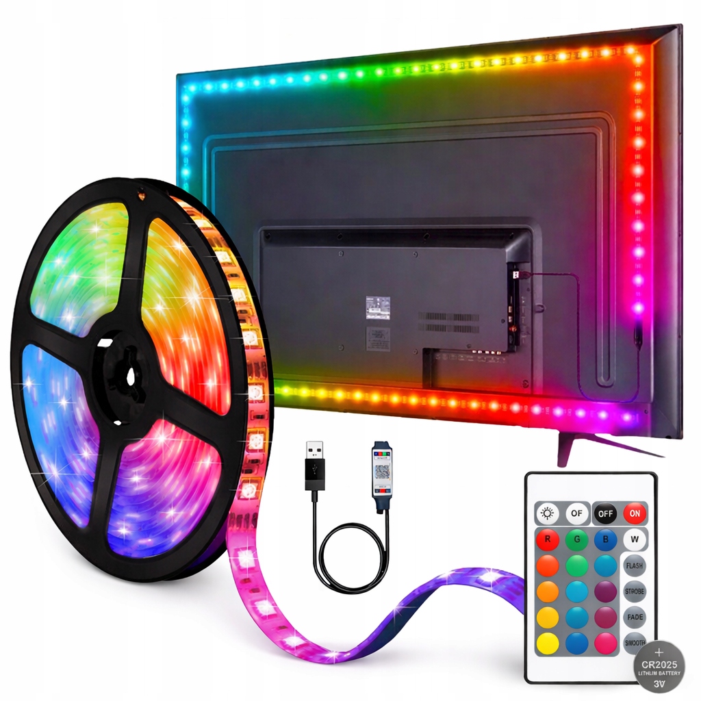 TASMA LED TV 1m COB NEON RGB PILOT USB ZESTAW LEDY WODOODPORNA MOCNA IP65