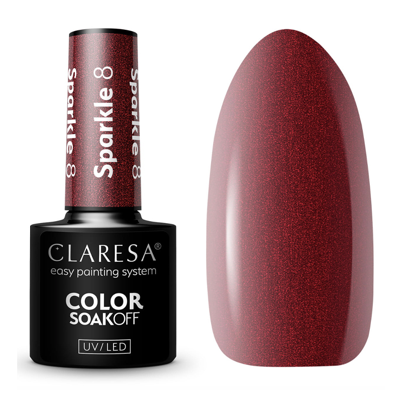 

Claresa Lakier Hybrydowy 8 Sparkle Bordo Brokat