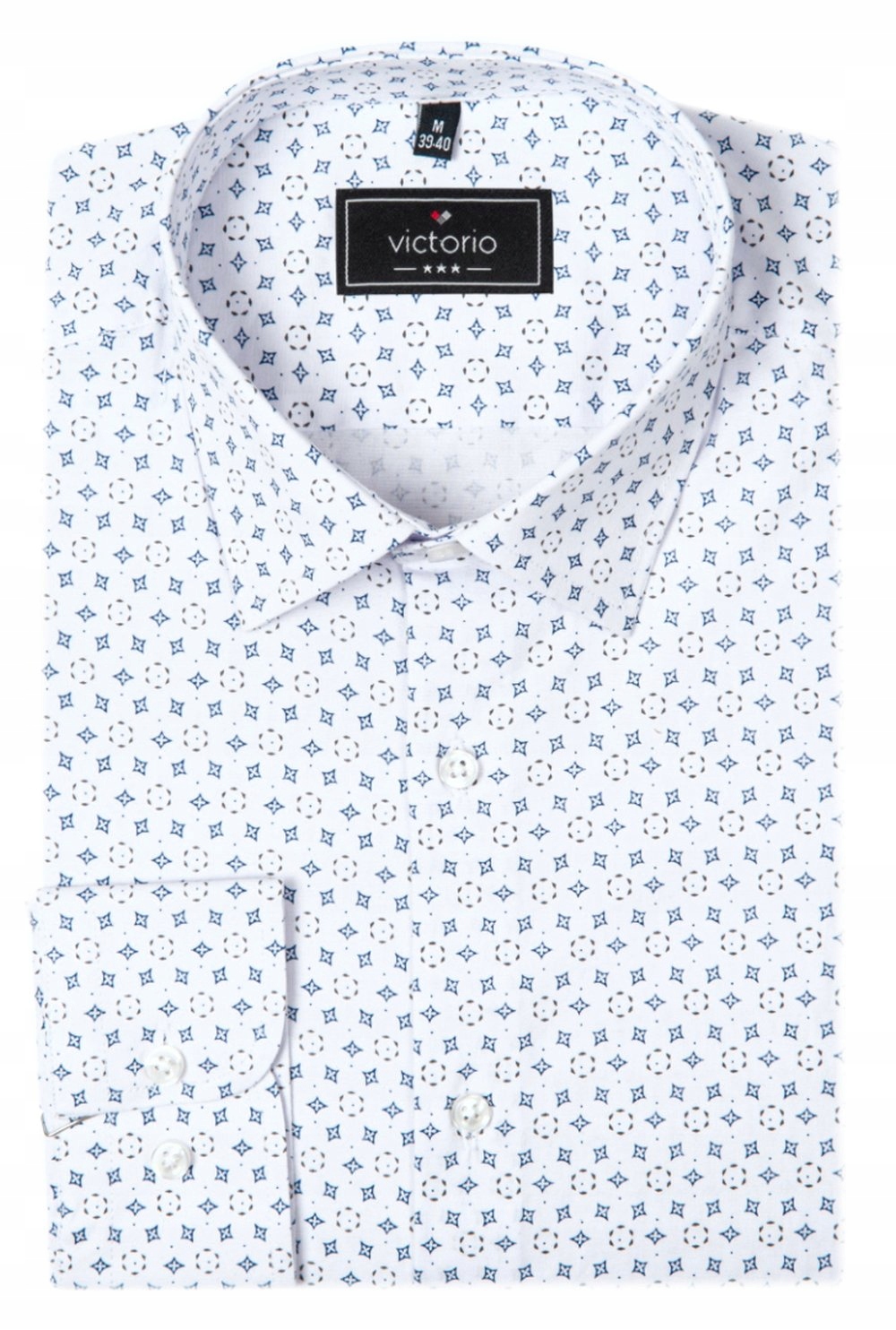 Elegantní košile, jednoduchý Střih – Victorio – bílá, jemný vzor – 48/182-188