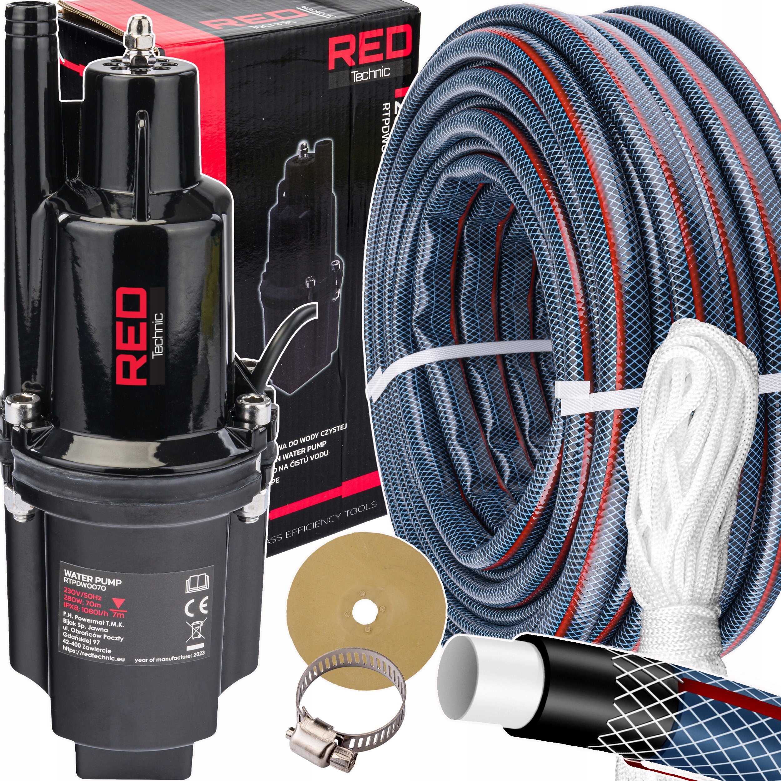 Pompa Membranowa Zanurzeniowa Do Wody Studni 1080 l/h Głębinowa Wąż 30M