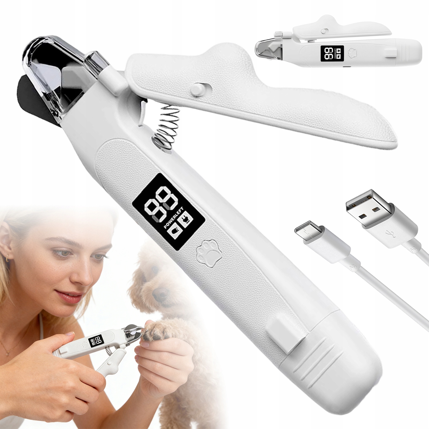 Levně Elektrické Zastřihovače Na Drápky Psa Kočky Svítilna Bonus Pilník