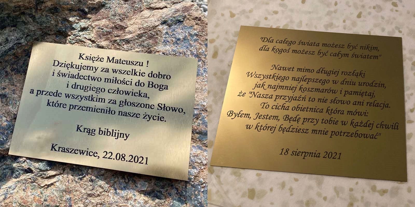 Grawerowanie na tabliczce grawer dedykacja 20 x 10 Materiał wykonania tworzywo sztuczne