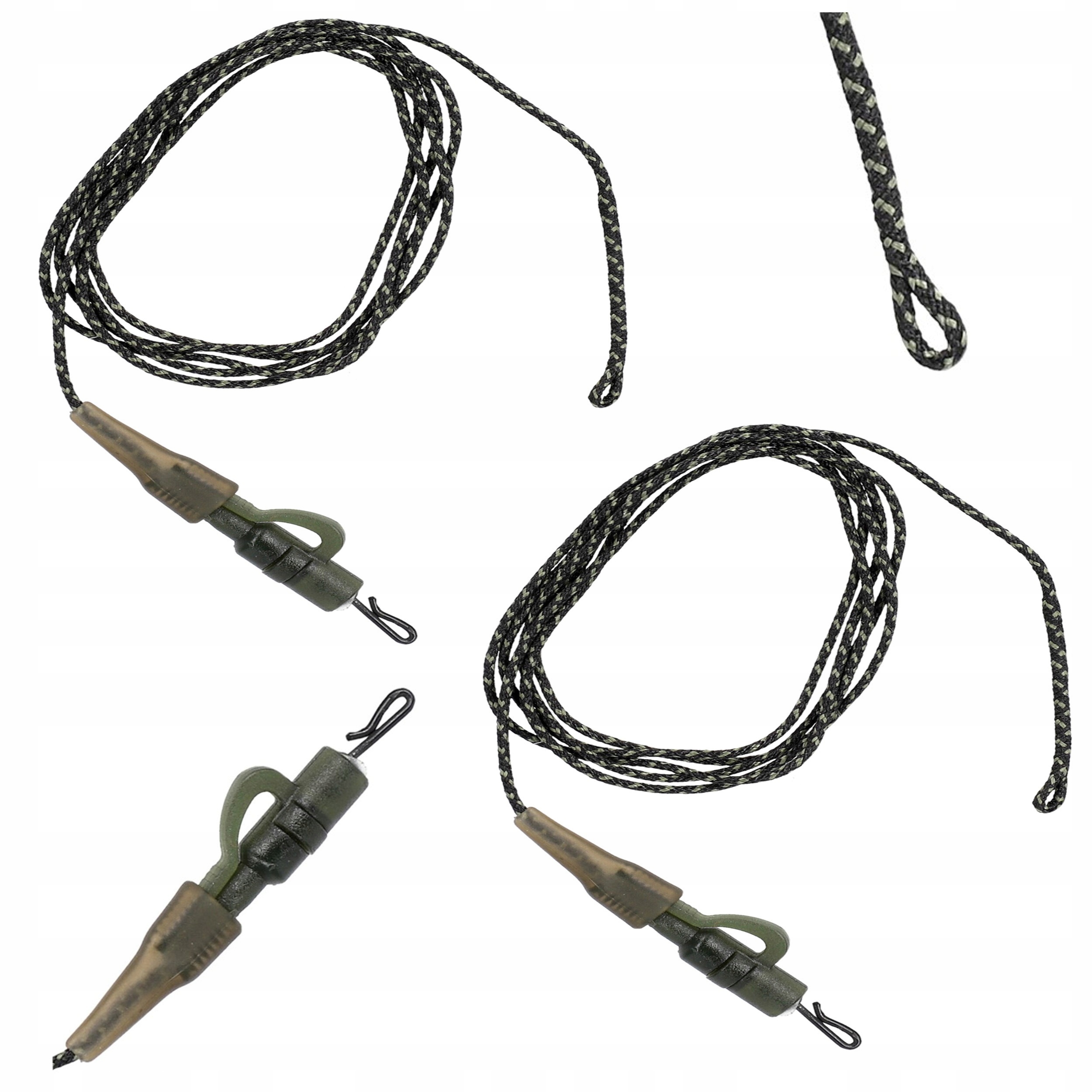 Zestaw 2x Przypon Karpiowy Leadcore bezpieczny klips szybkozłączka 80cm