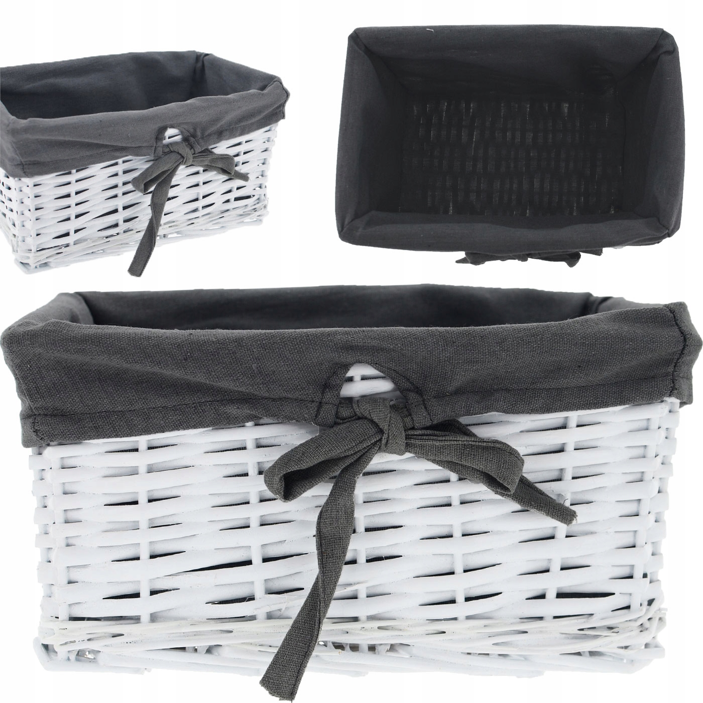 

Biały Koszyk Wiklinowy Kosz Organizer 15x28x17cm
