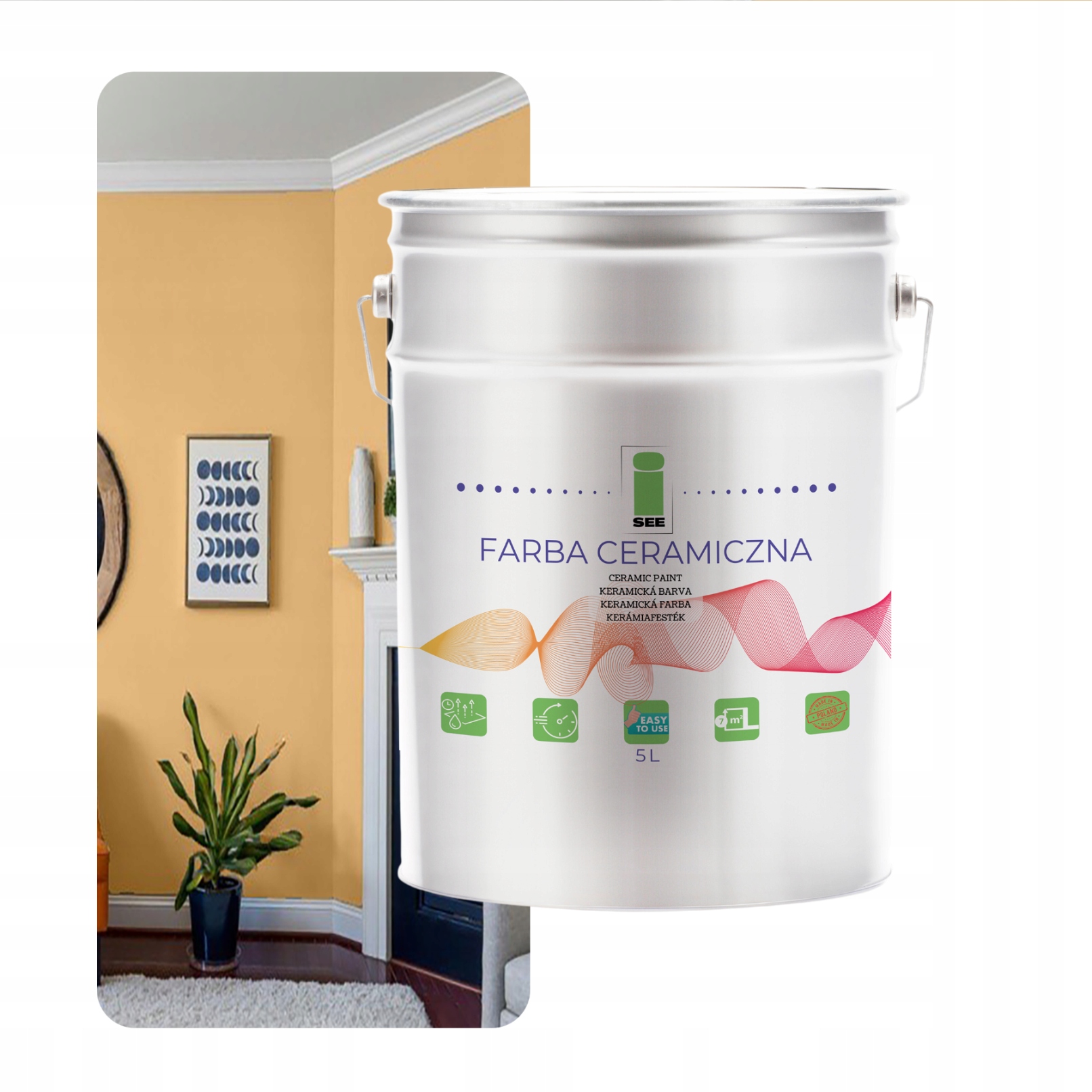 Keramická Farba Na Steny Umývateľná, Piesočnatá, 5 L, Odolná Voči Škvrnám