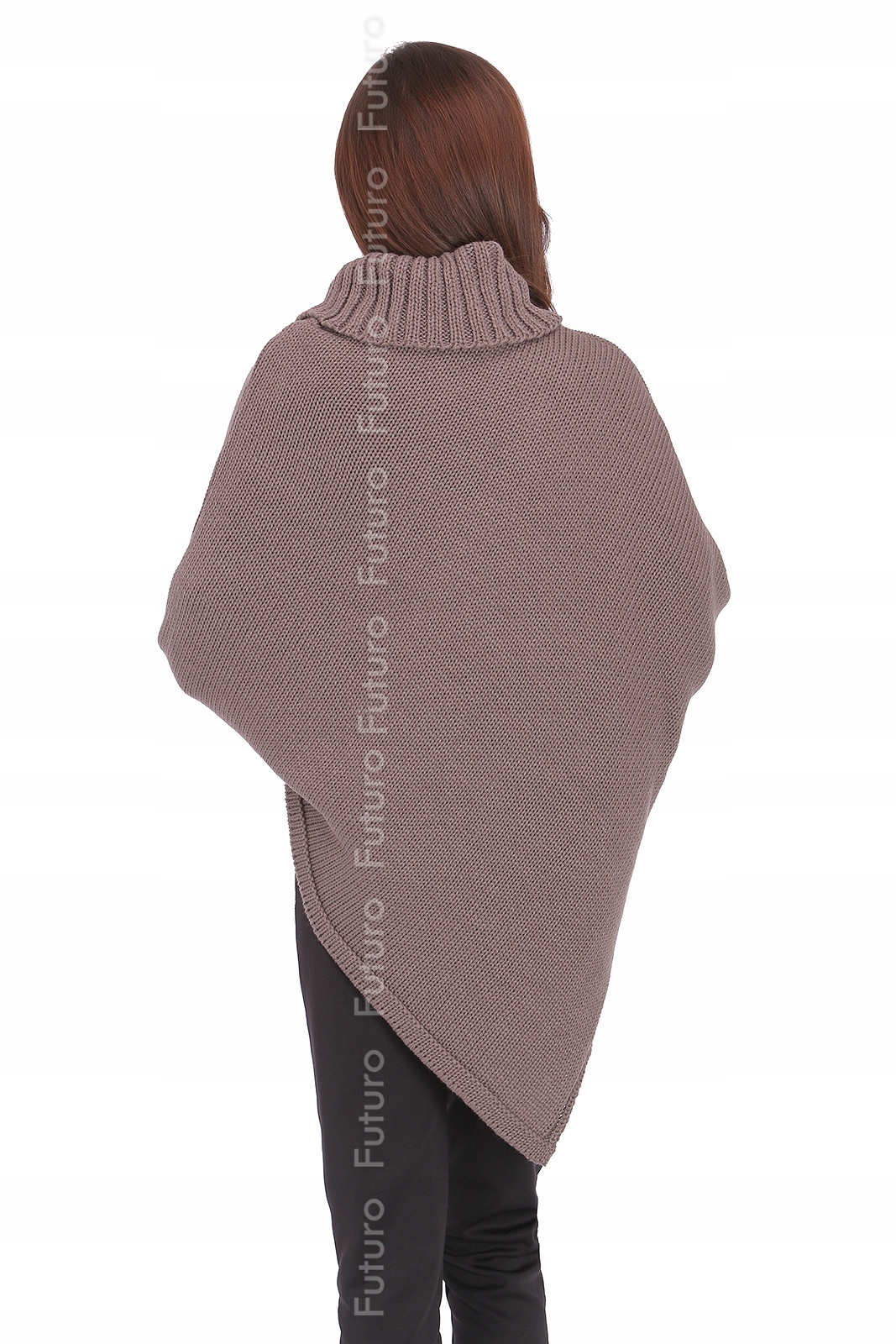 CIEPŁA NARZUTKA CIĄŻOWA PONCZO SWETER GOLF FAS09 Rozmiar uniwersalny