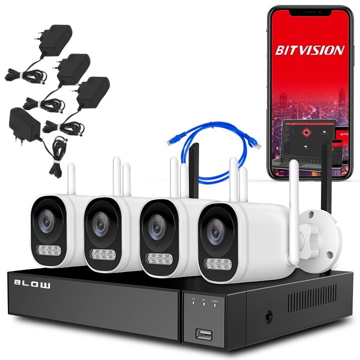 ZESTAW KAMER WIFI 5MPx MONITORING DOMU FIRMY IP66 BLOW