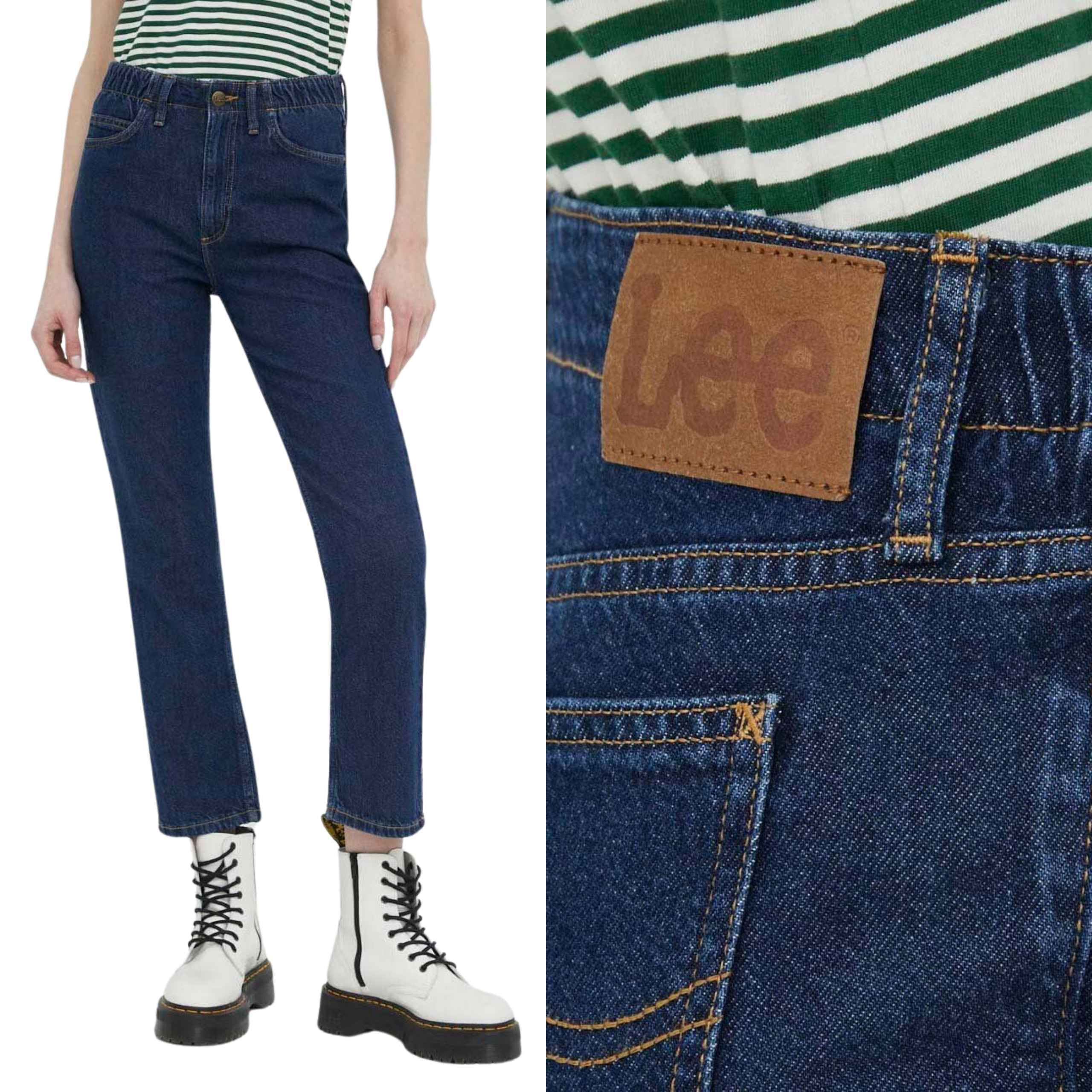 Lee kalhoty High Waist tapered Dark Blue jeans Elasticated Carol W32 L33