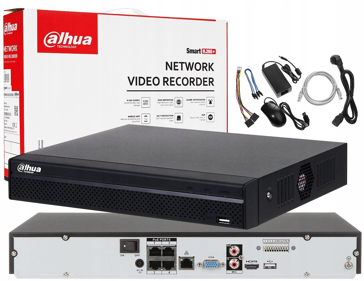 Ip Rekordér 4X Poe NVR4204-P-4KS2/L 4 Kanály Dahua 2x Slot Na Disk