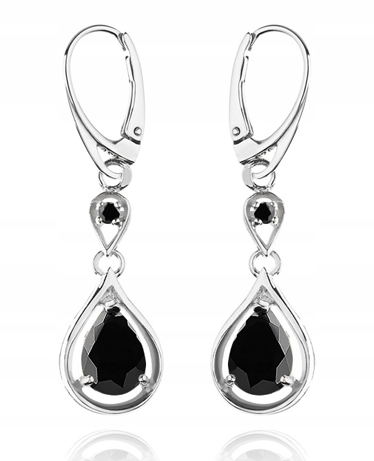 

Srebrne Kolczyki Łezki Z Czarnymi Cyrkoniami 925!