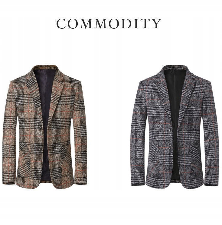 Męska Jednorzędowa Marynarka W Swobodną Kratę Rozmiar M