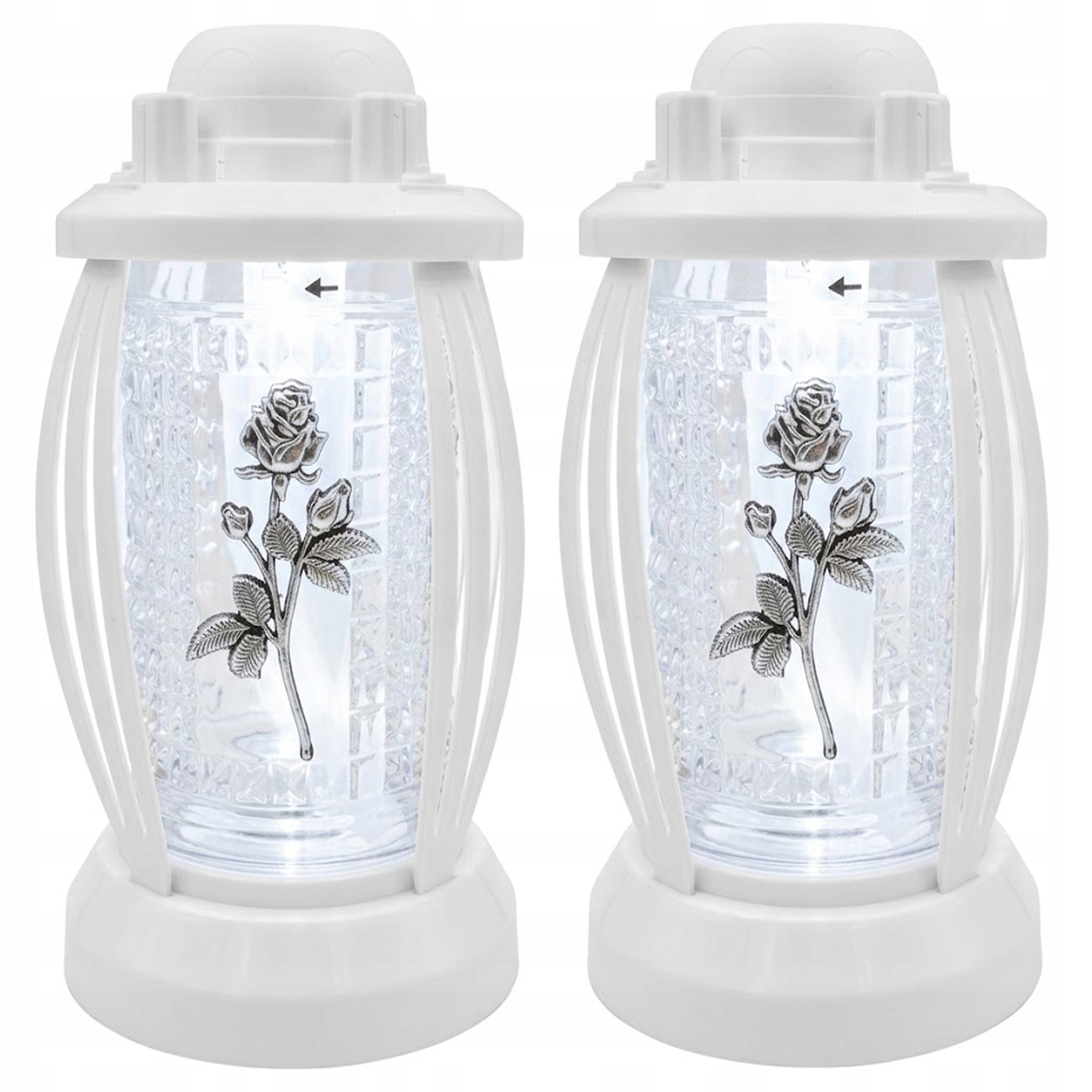 2x Hřbitovní Svíčka Velké Skleněné Na Hrob Na Hřbitov Led Lampa Bílá