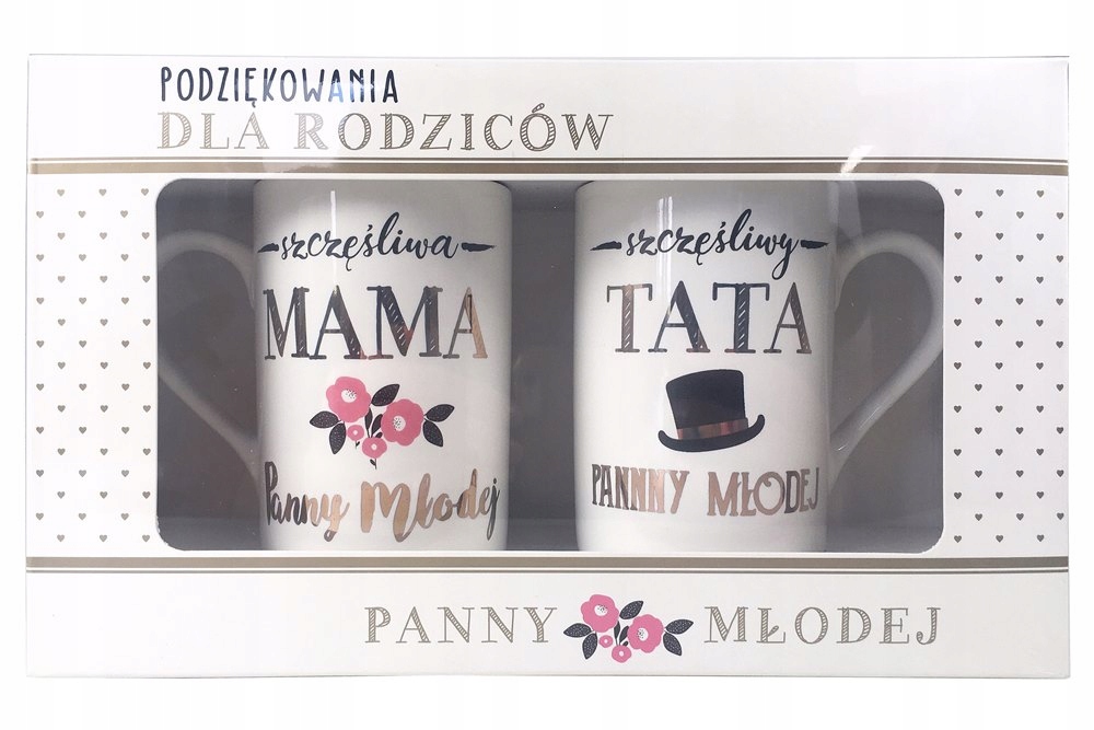 

Zestaw kubków podziękowanie dla rodziców P. Młodej