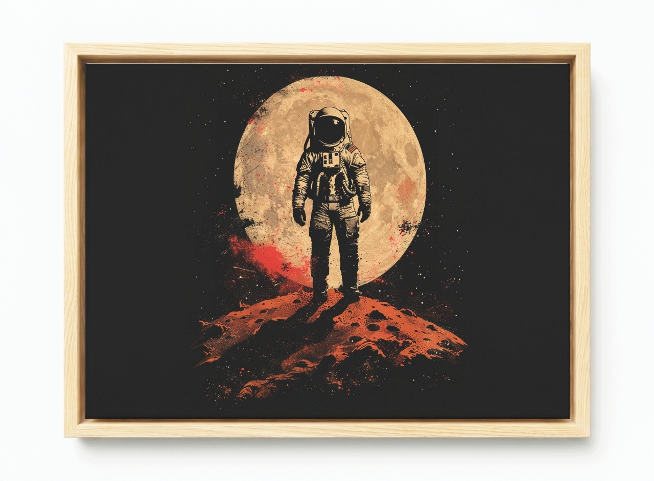 Obraz Rám Americký Box Astronaut Vesmír Měsíc Retro Vintage 60x40