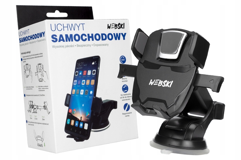 AUTOMATYCZNY UCHWYT SAMOCHODOWY DO TELEFONU SZYBY Kod producenta UCHEOTS3_BK