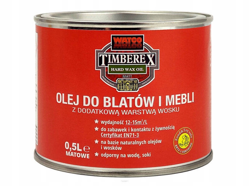 

Timberex Olej Do Blatów I Powłok Drewnianych 0,5L