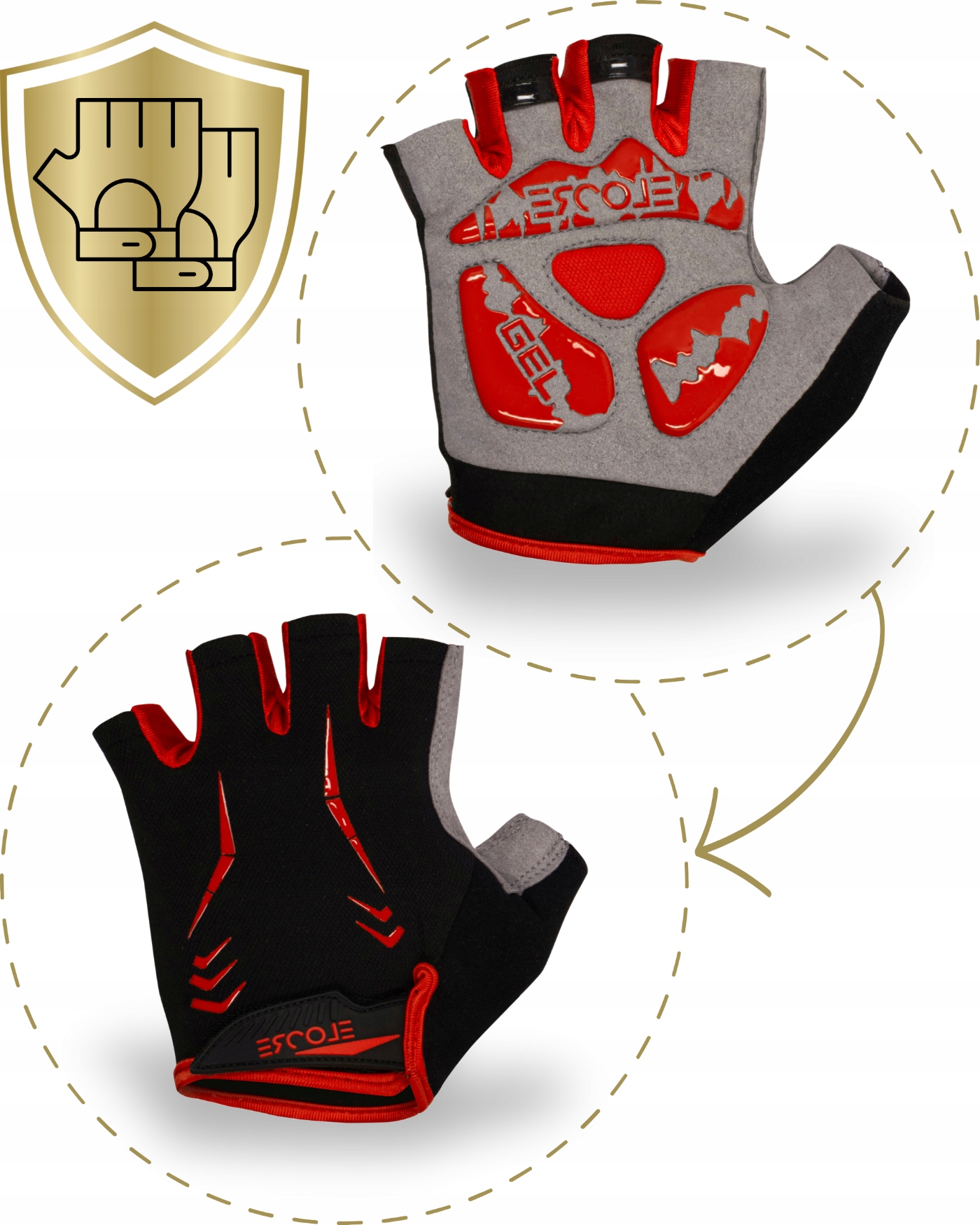 Rękawiczki Rowerowe Męskie XXL Rękawice Kolarskie Żelowe bez Palców Krótkie Marka Ercole