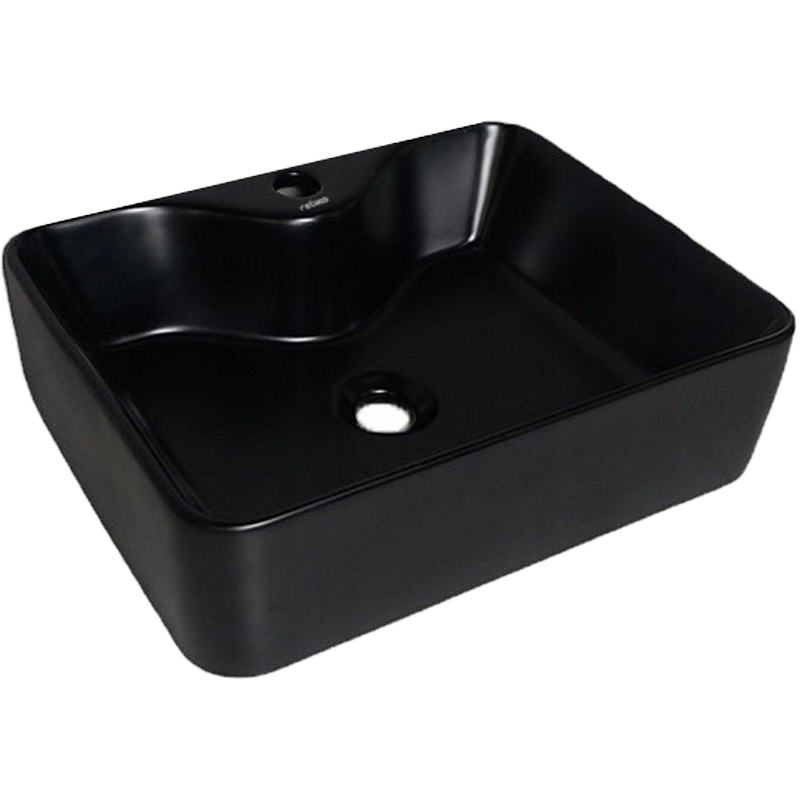 Obdélníková Keramická Matná Černá Umyvadlová Deska Umístěná Na Pracovní Desce