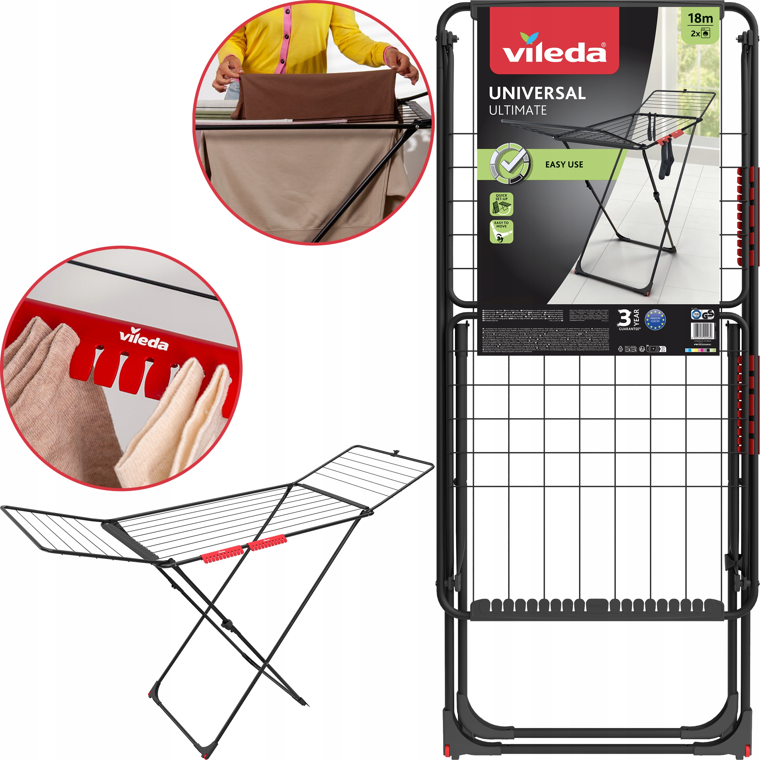 Sušák na prádlo Vileda Universal Nastavitelná 18 m Držáky na prádlo