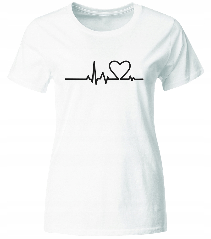 KOSZULKA SERCE LINIA ŻYCIA, MODNY T-SHIRT, BIAŁA, ROZ. XXL