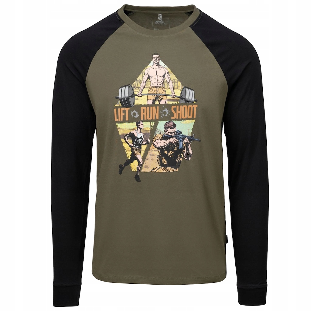 Tričko s dlouhým rukávem Helikon-Tex Lift, Run, Shoot Olive Green/Black M