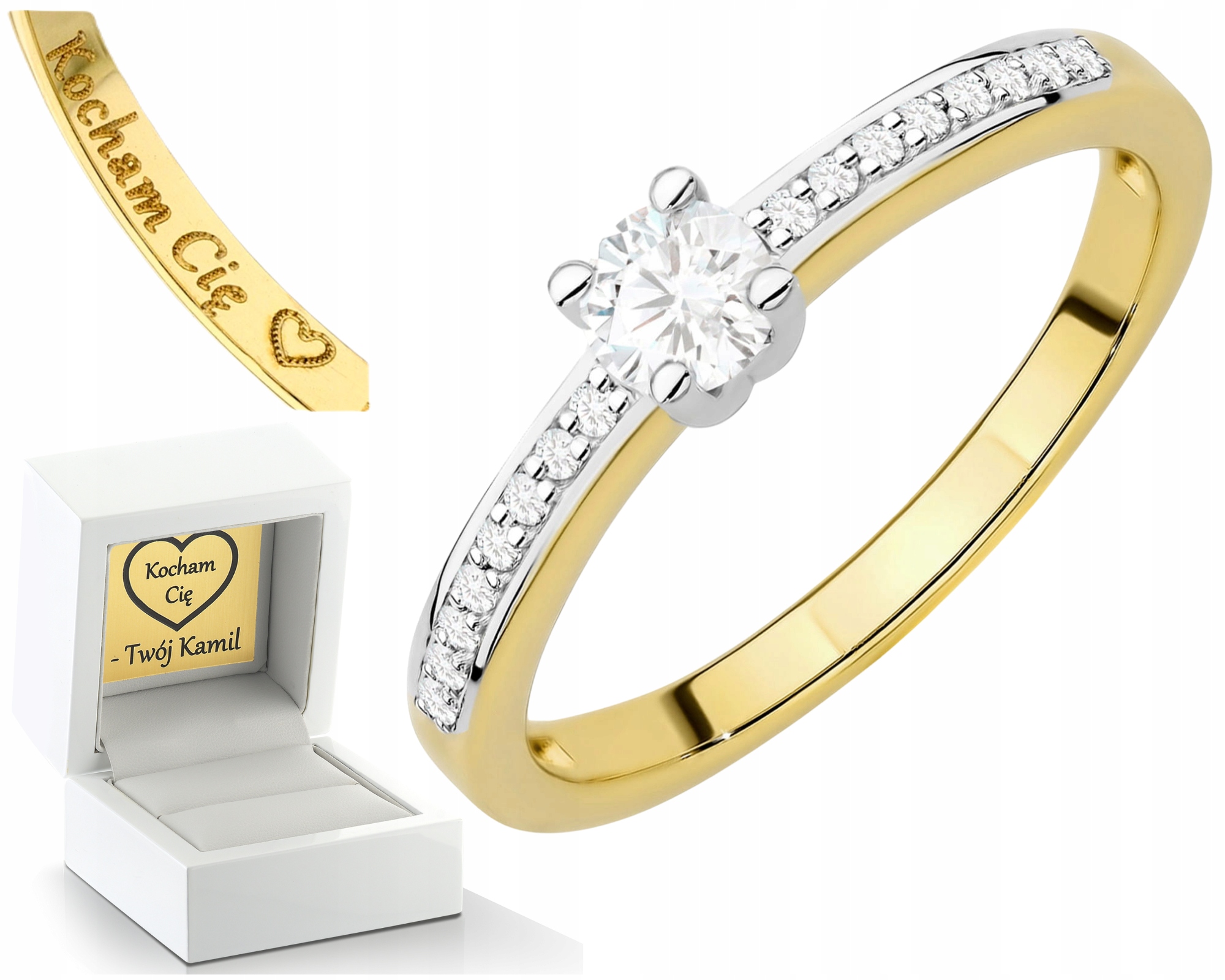 Zlatý Prstýnek S Laboratorními Diamanty 0,28 Ct Obchod Gravírování