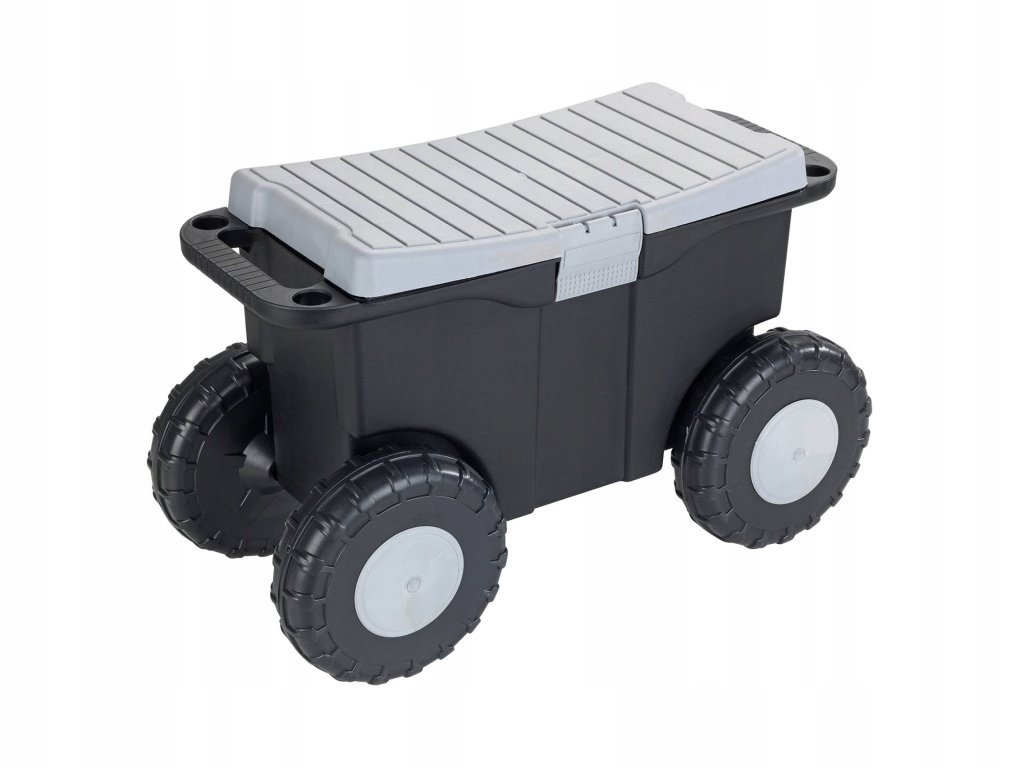 Záhradný vozík so sedadlom a úložným priestorom, 15 l, Maximex