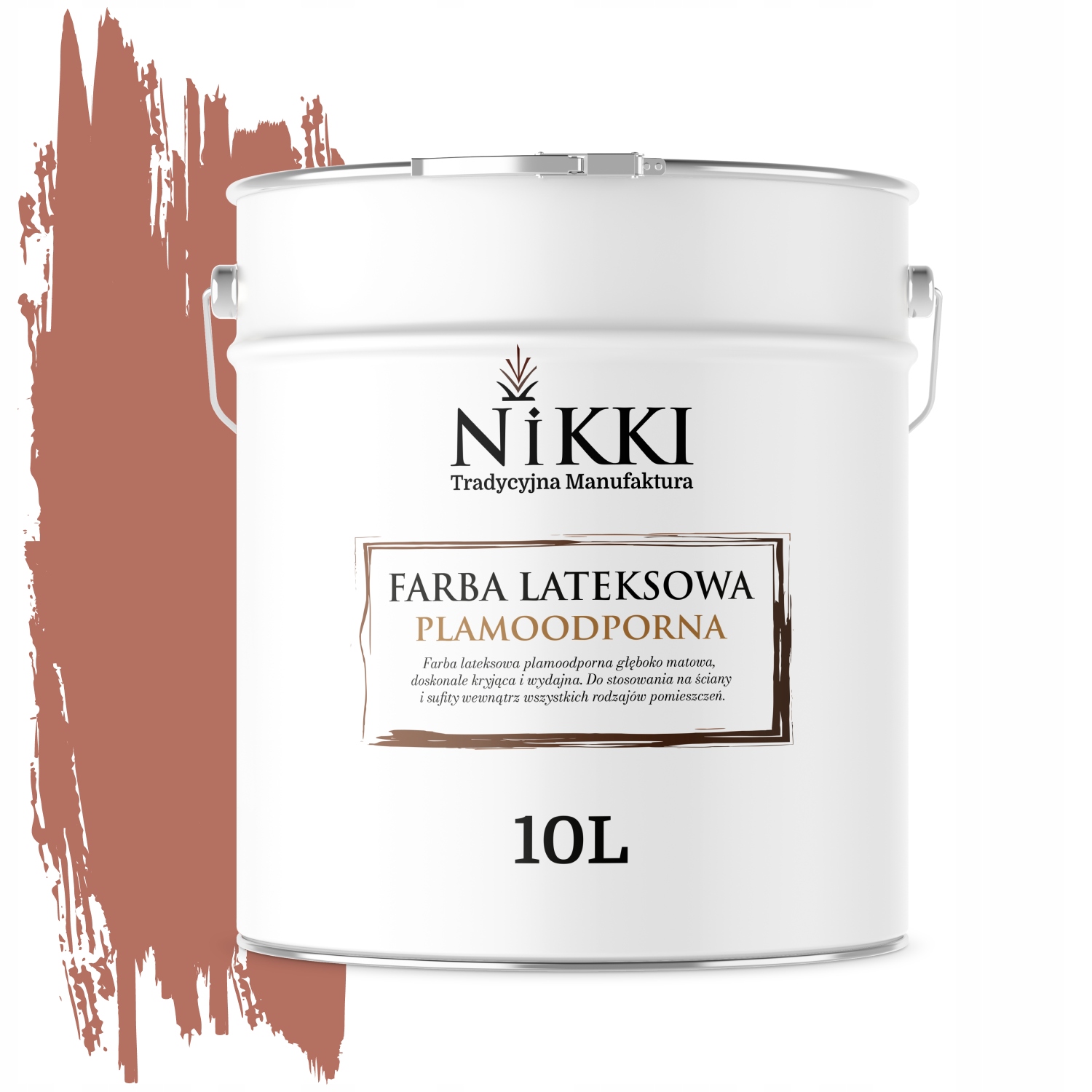 Latexová Farba Odolná Voči Škvrnám, Tehlová Farba H4728 10L, Hlboká Matná Farba Na Steny