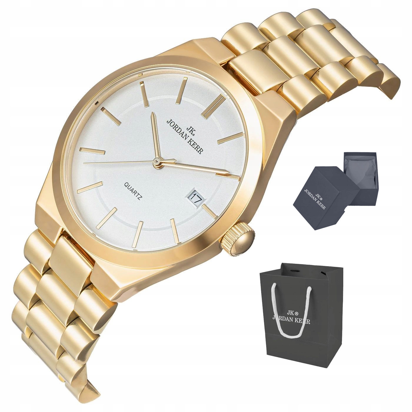 Pánské Klasické Zlaté Hodinky Jordan Kerr S Datumovkou P9012 40 mm