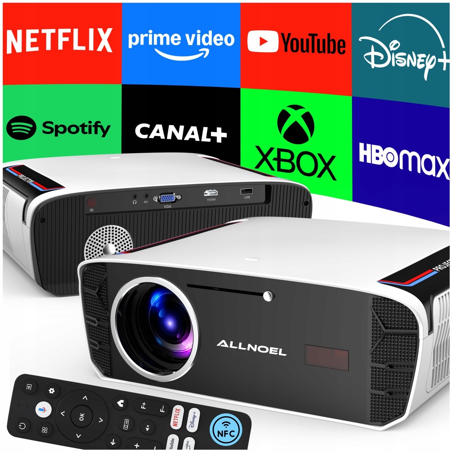 Projektor 1550Ansi AndroidTV14 Smart Tv 4K Full Hd Wifi Nfc 50000LM