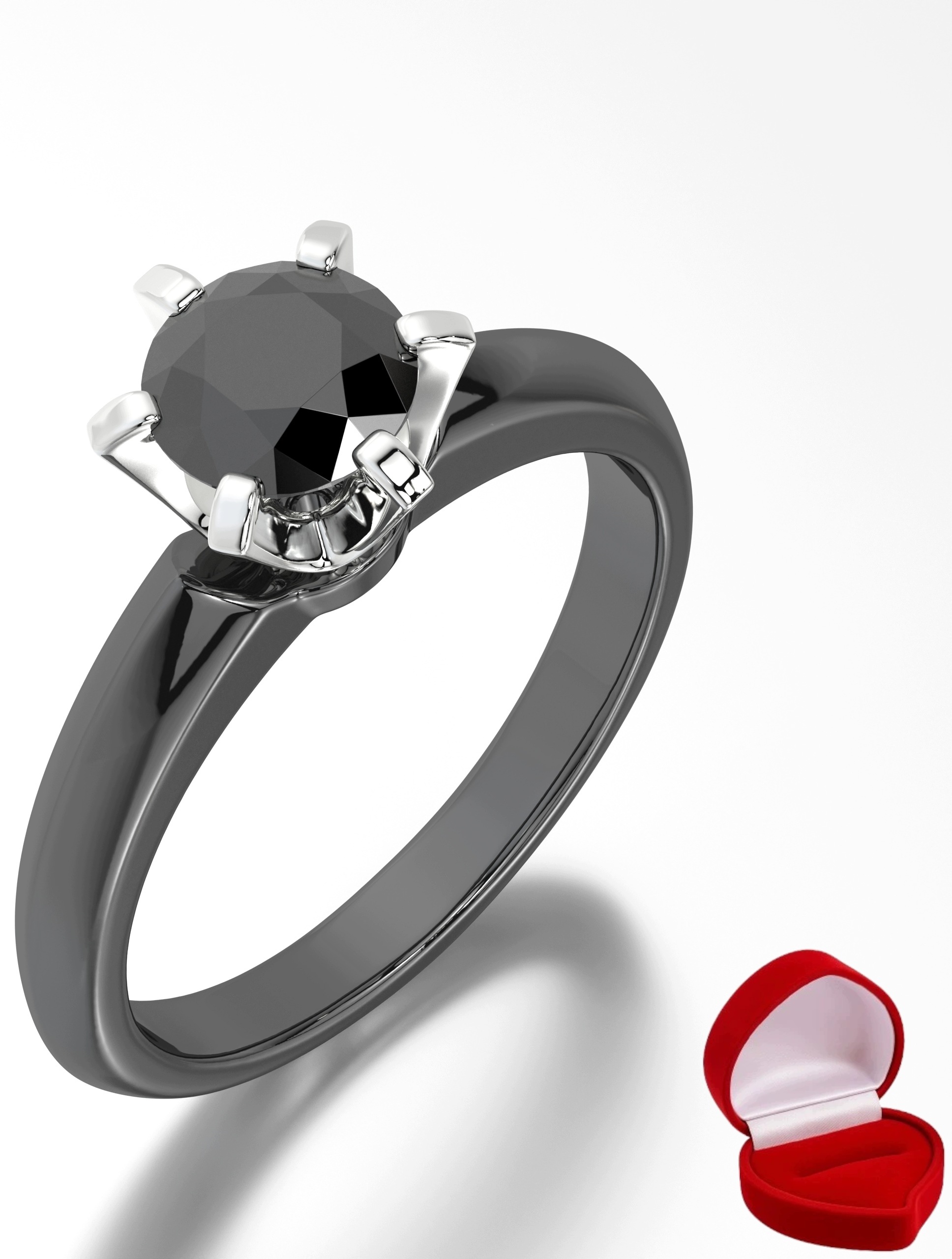 Zlatý Prstýnek 585 14k Brylant Č. 0,70 ct Černé Zlato R25