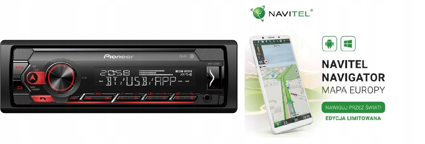 Pioneer MVH-S320BT autorádio MP3 Usb Aux Bluetooth mapa Navitel