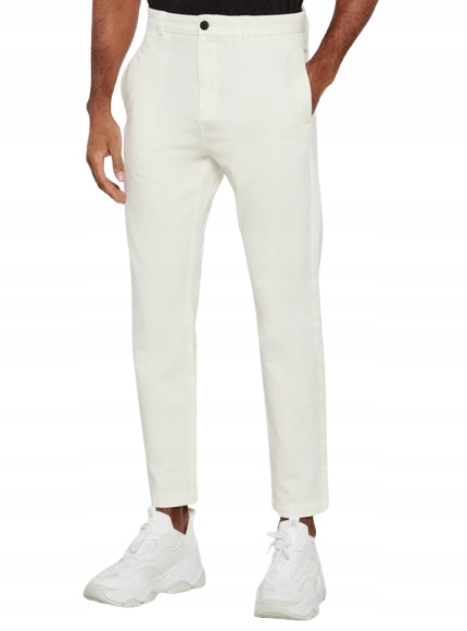 Hugo Bílé Jednoduché Chinosy S Manžetou Bavlna 31/34 Kwi