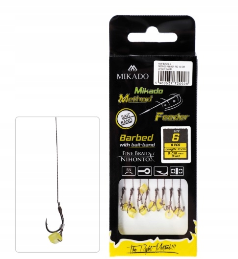 

Haki Barbed Method Feeder Z Gumką Nr 8, plecionka