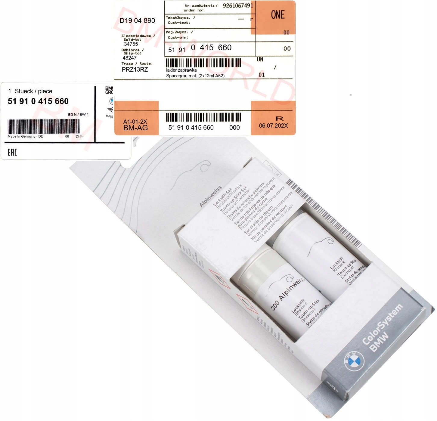 Nový originální Oe Bmw lakovací malta Spacegrau met. (2x12ml A52) Bmw Aso