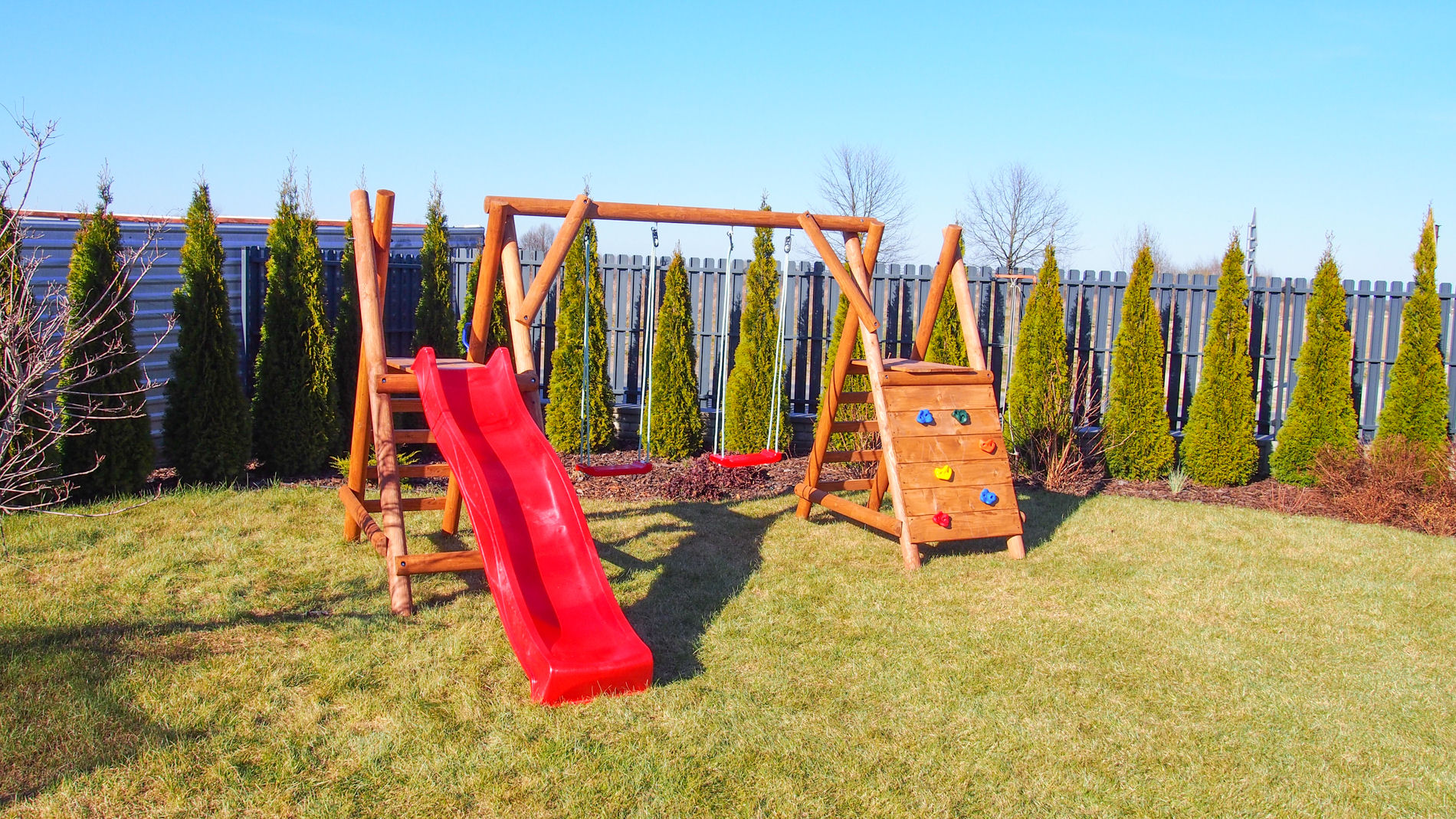 DREWNIANY PLAC ZABAW DO OGRODU HUŚTAWKA OGRODOWA SUPER-PLACE WESOŁY PLAC