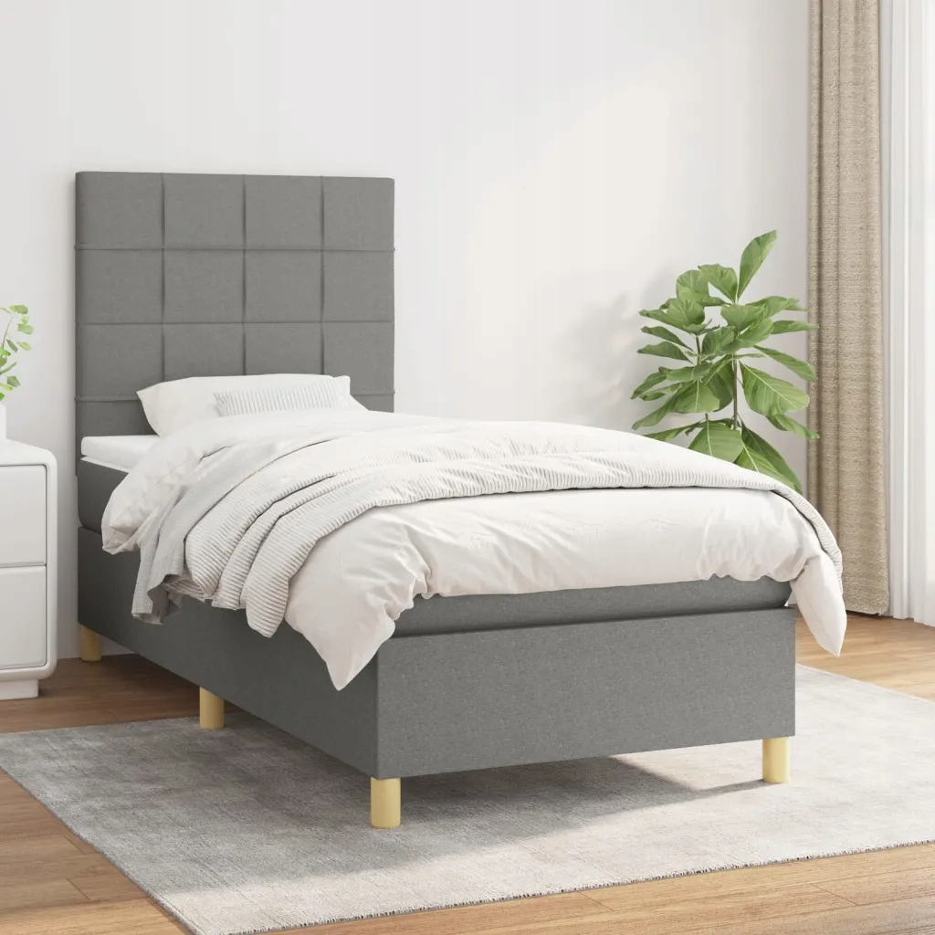 Box spring postel s matrací tmavě šedá 80 x 200 cm textil Šedá 3142290