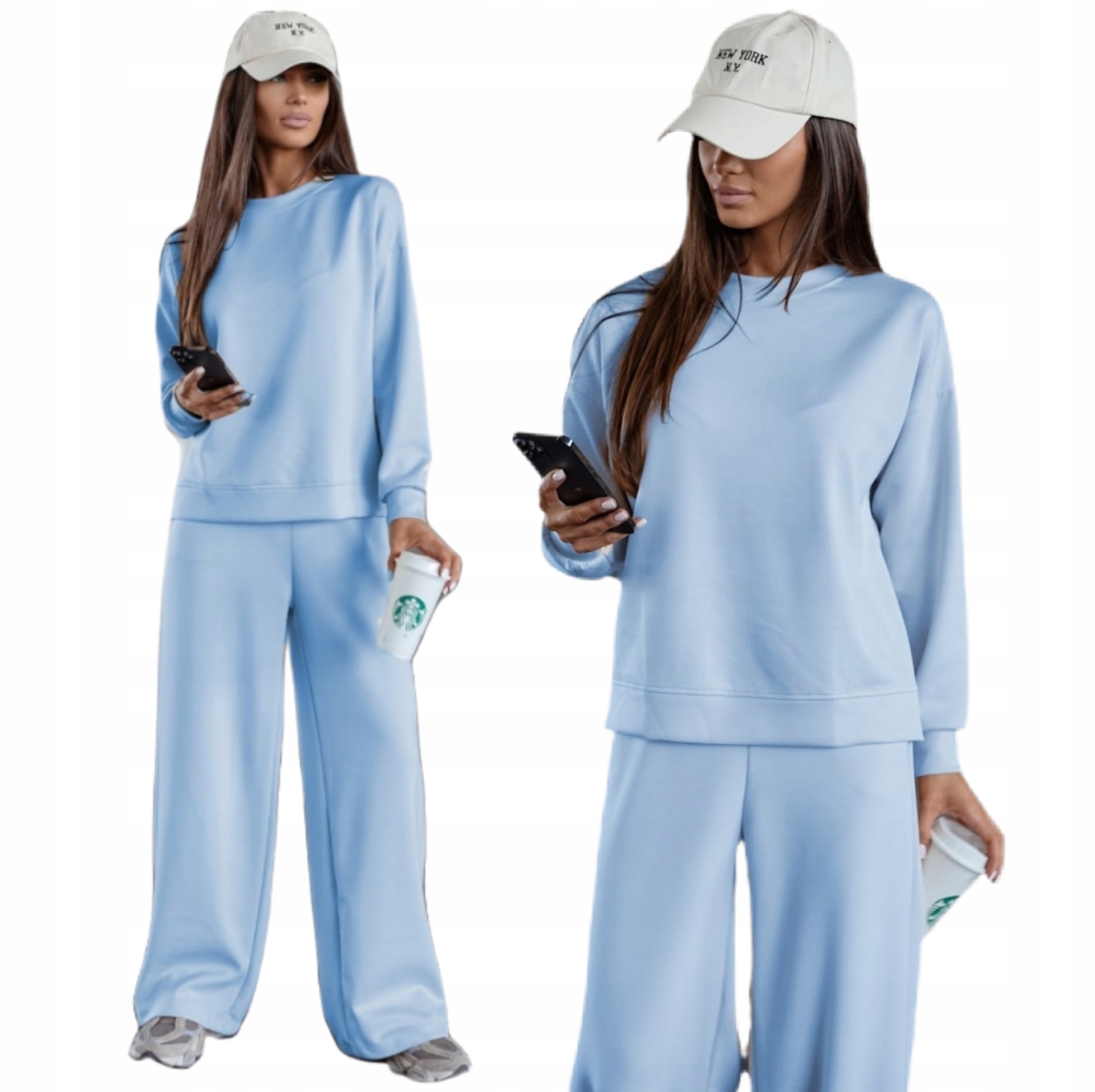 Dres Damski Komplet Dresowy Masełko Szeroka Nogawka Produkt Polski S/m