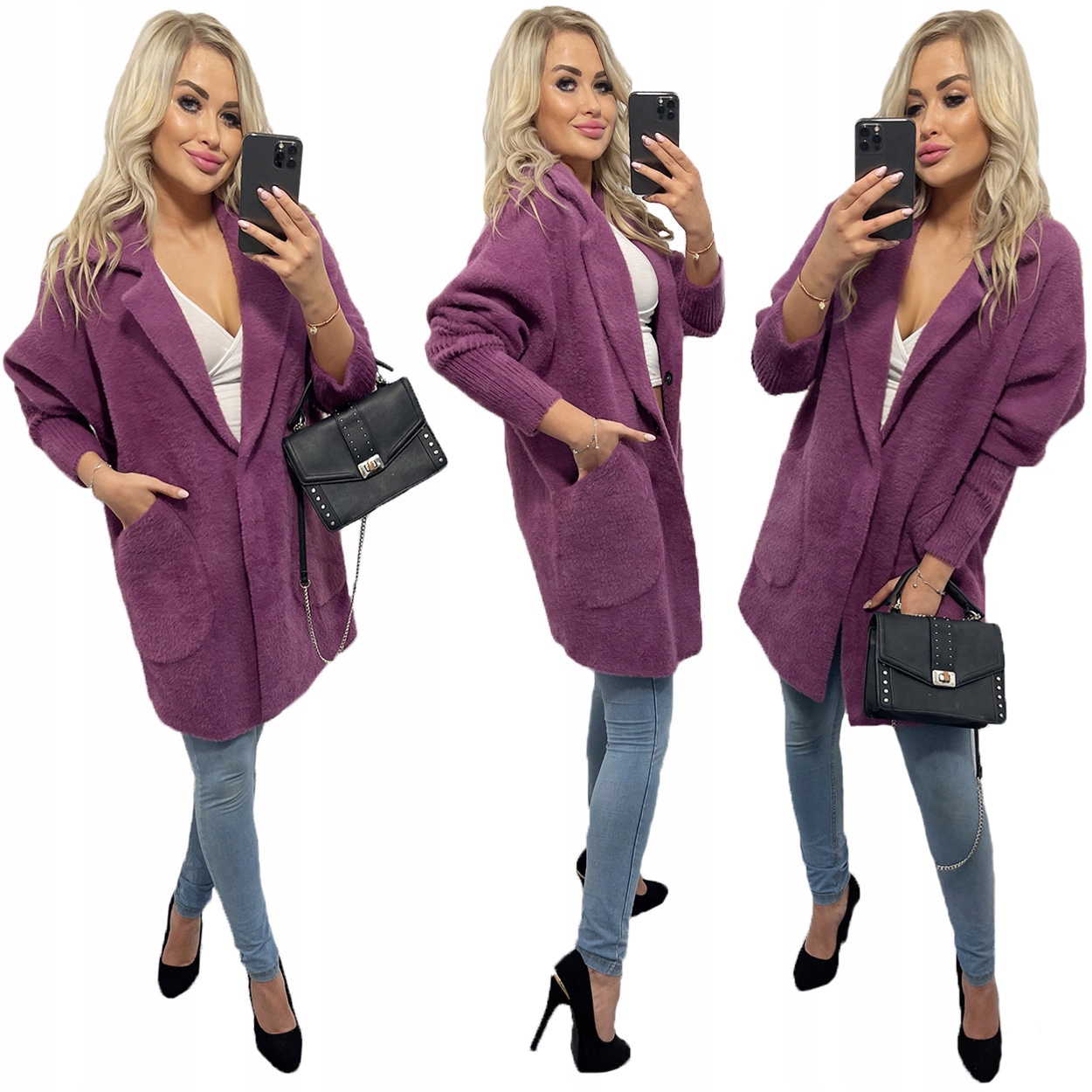 Kabát Alpaki Vlna Módní Barvy oversize Vřesový