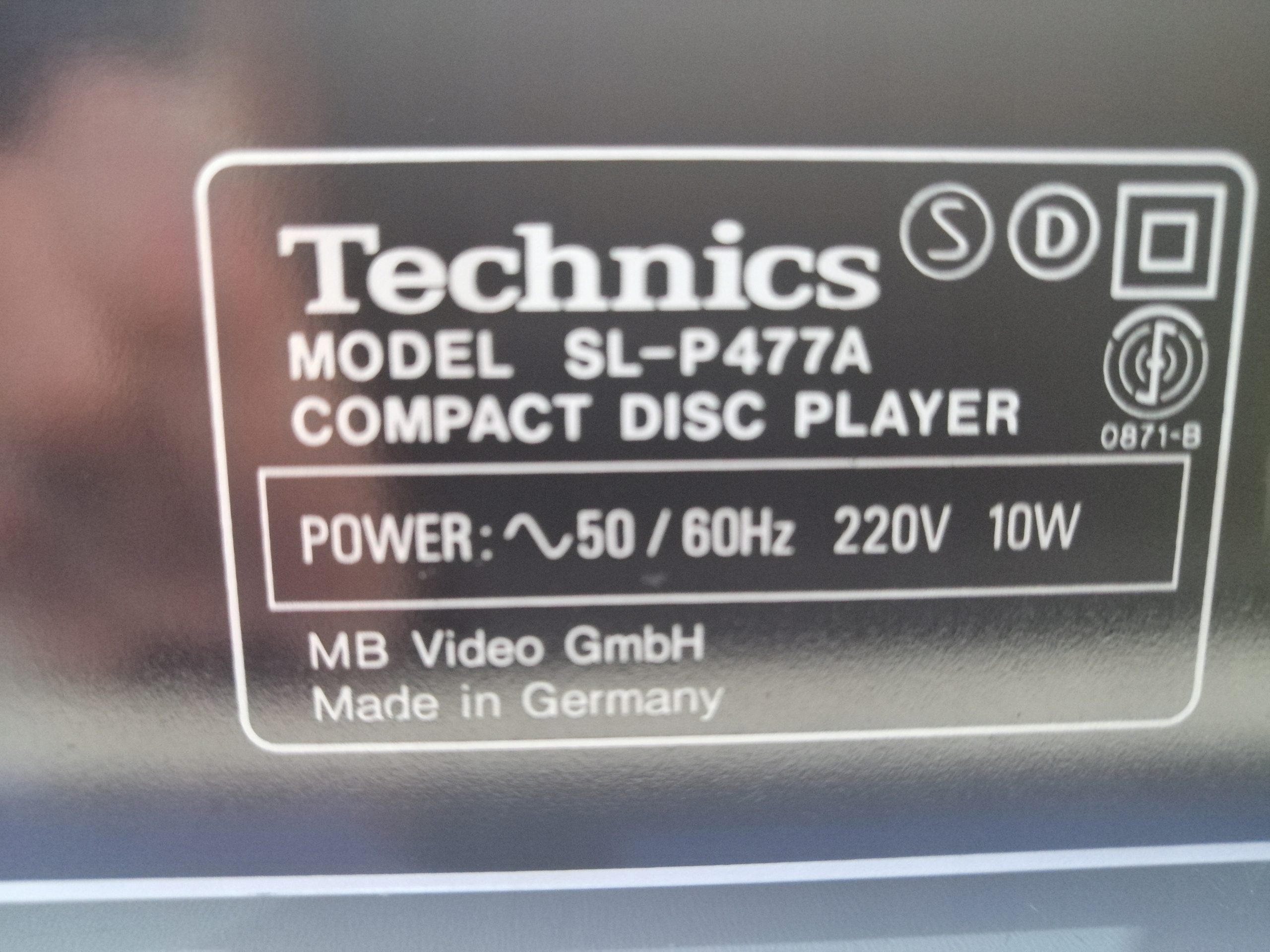 ODTWARZACZ CD TECHNICS SL-P477A Rodzaj jednopłytowy