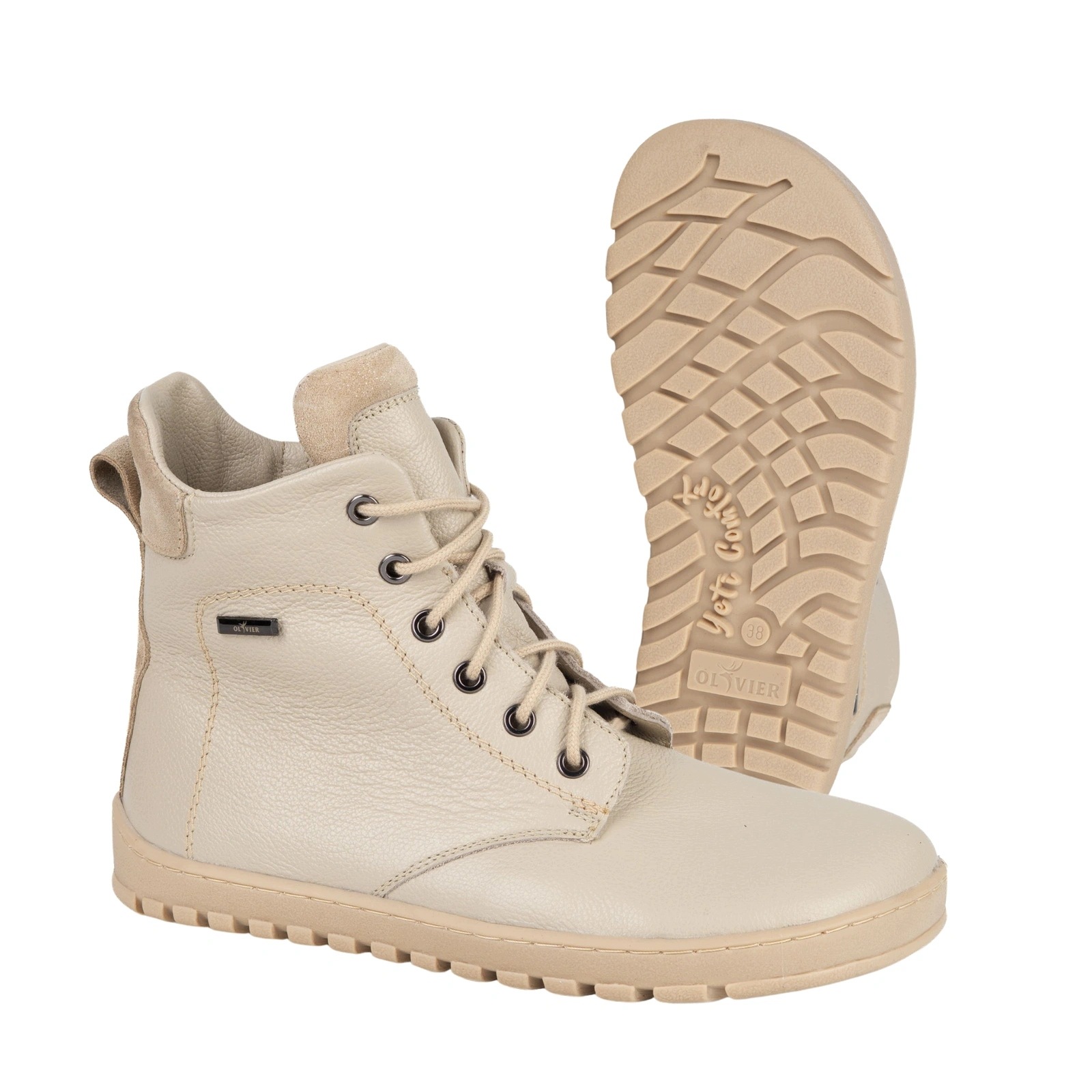 Kotníkové Boty zimní kožené merino boty typu barefoot béžové Olivier 1830 béžové 37