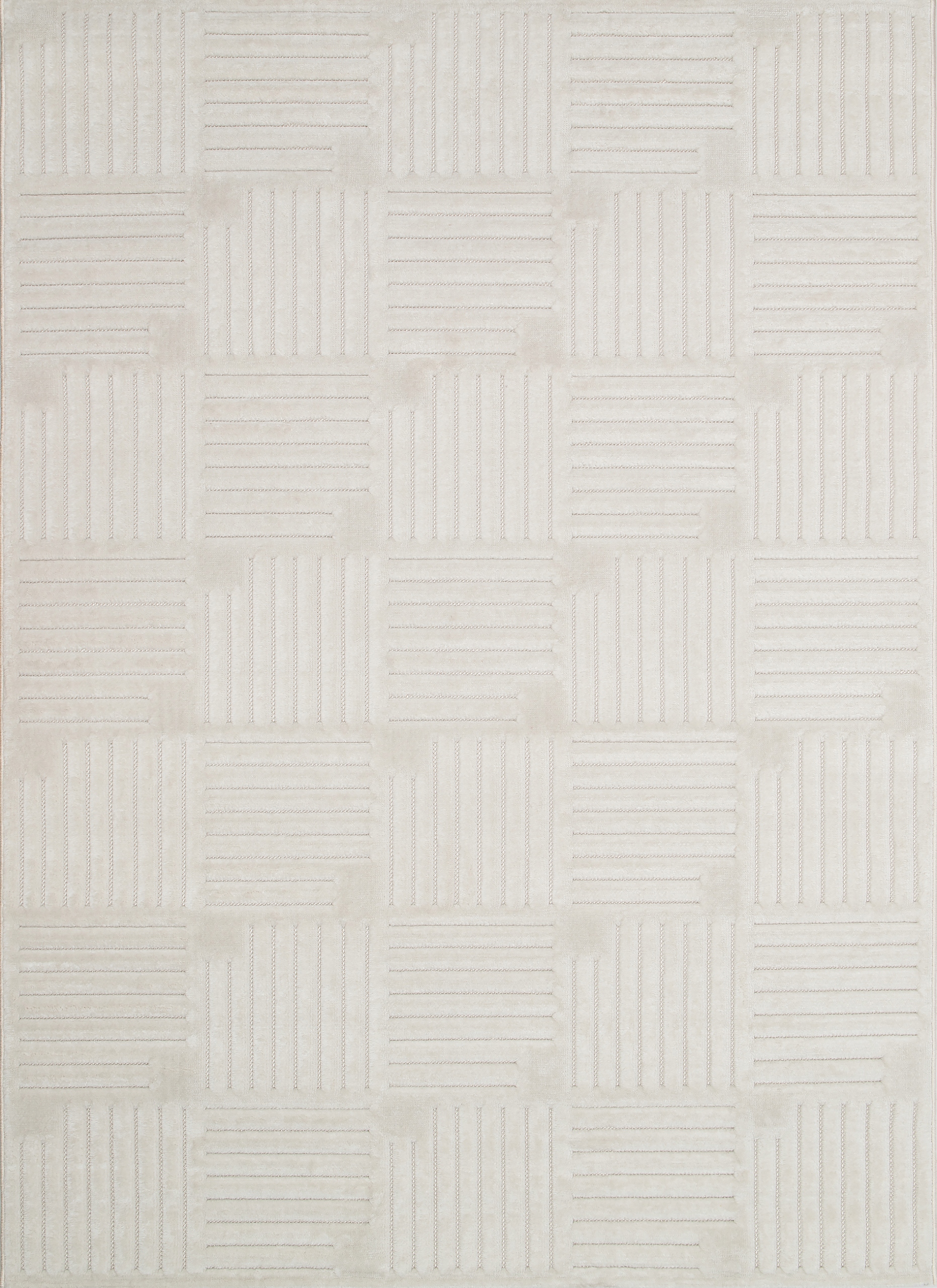 Biely koberec do obývačky, moderný vyrezávaný vzor boho, 133 x 190 cm