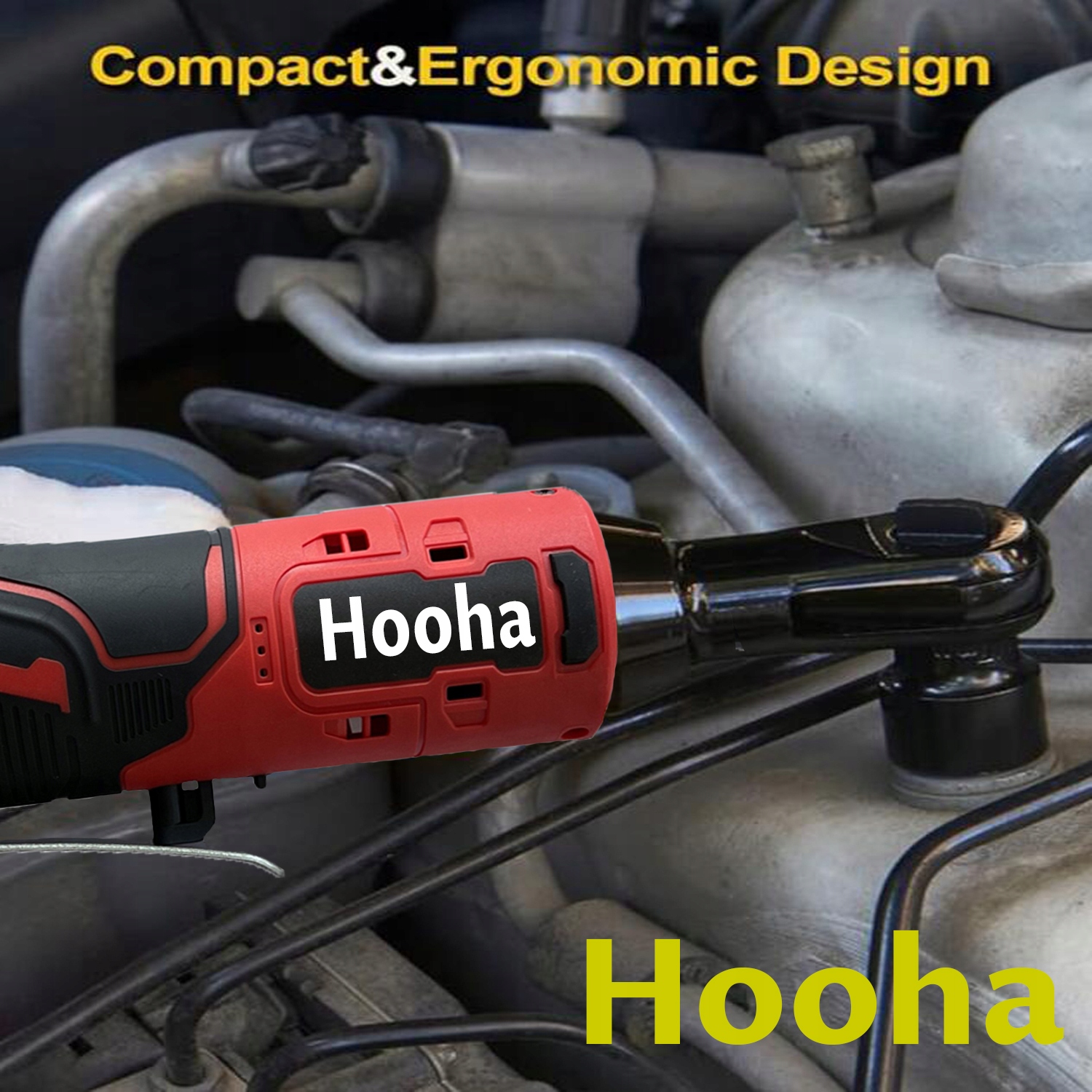 KLUCZ ELEKTRYCZNY GRZECHOTKA UDAROWY BEZSZCZOTKOWA+ 3/8'' 65NM 6NASADKI Marka Hooha