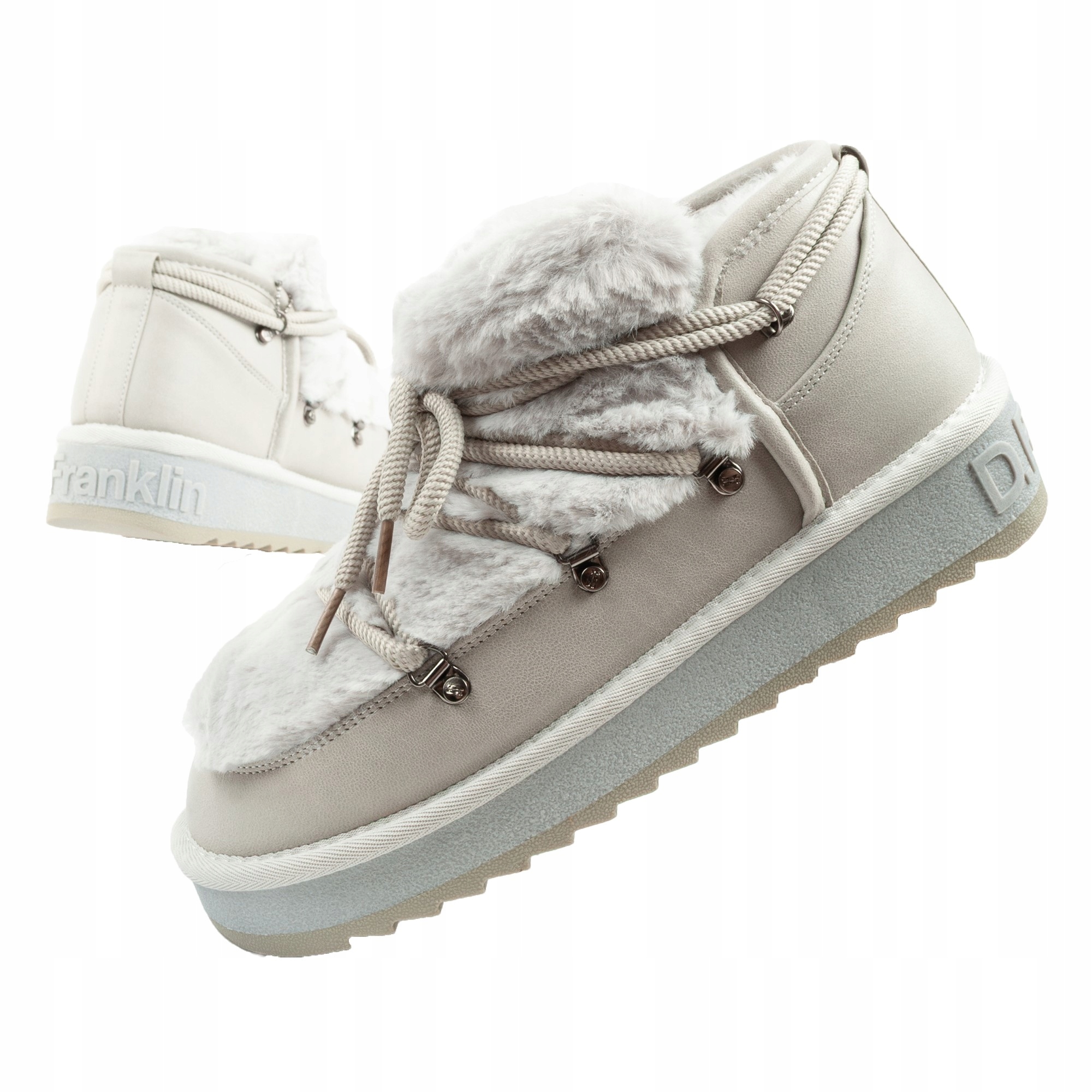 Dámské zimní sněhule D.Franklin vel. 41, módní, s kožíšek podšívkou, šedé